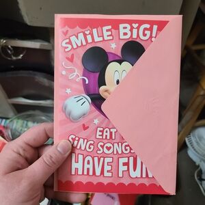 Hallmark Mickey Mouse Pink and Red Invitation Card